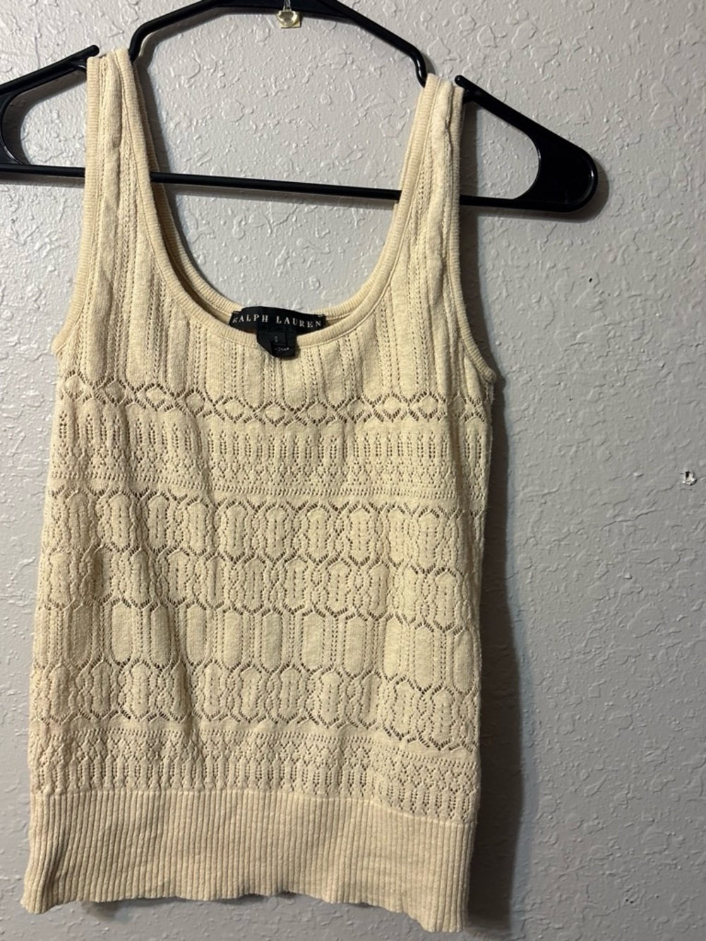 Ralph Lauren Ivory Open-Knit Tank Top